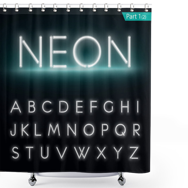 Personality  Neon Alphabet. Glowing Font. Vector Format Part 1 Shower Curtains