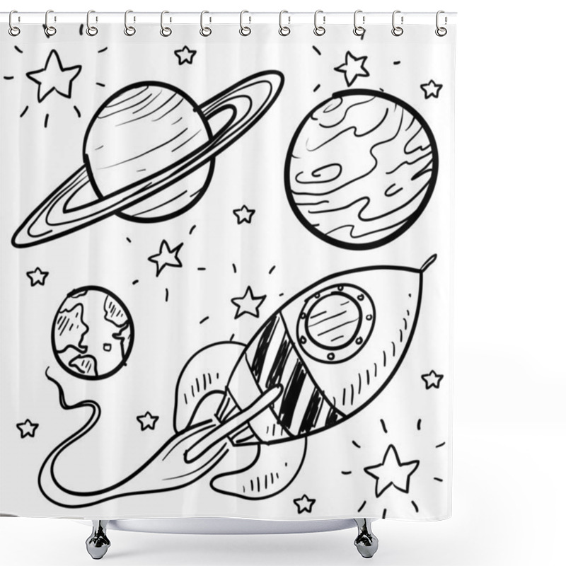 Personality  Science Fiction Objects Sketch Shower Curtains