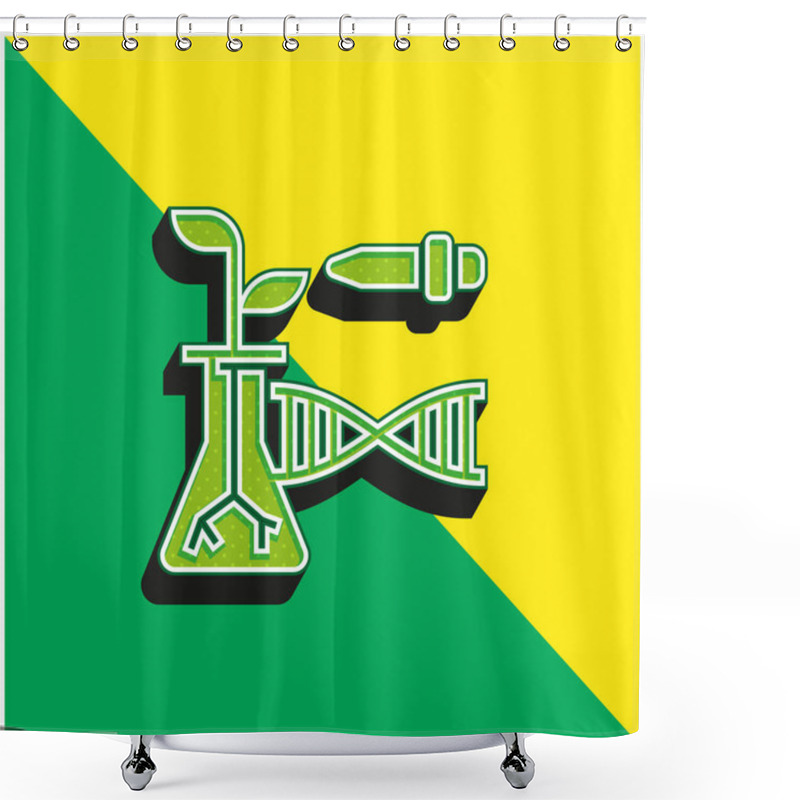 Personality  Biotechnology Green And Yellow Modern 3d Vector Icon Logo Shower Curtains