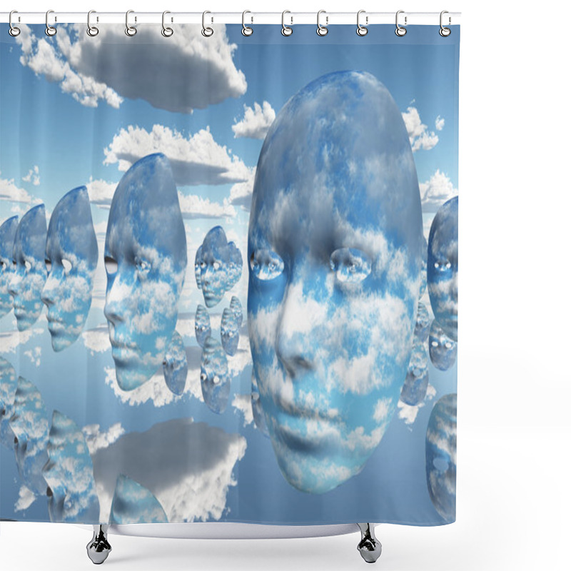 Personality  Repeating Faces Of Clouds Shower Curtains