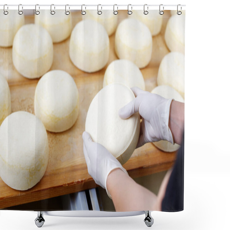 Personality  Young Cheese-wheels Checked By A Cheesemaker Shower Curtains