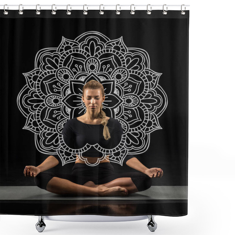 Personality  Young Woman Sitting And Meditating Shower Curtains