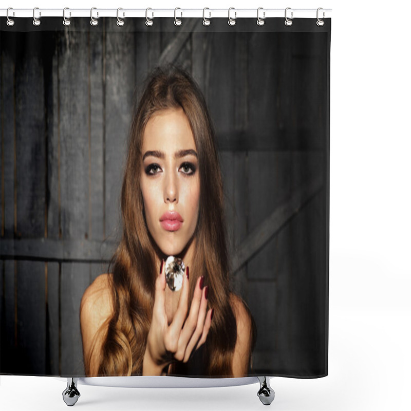 Personality  Pretty Woman With Precious Gem Shower Curtains