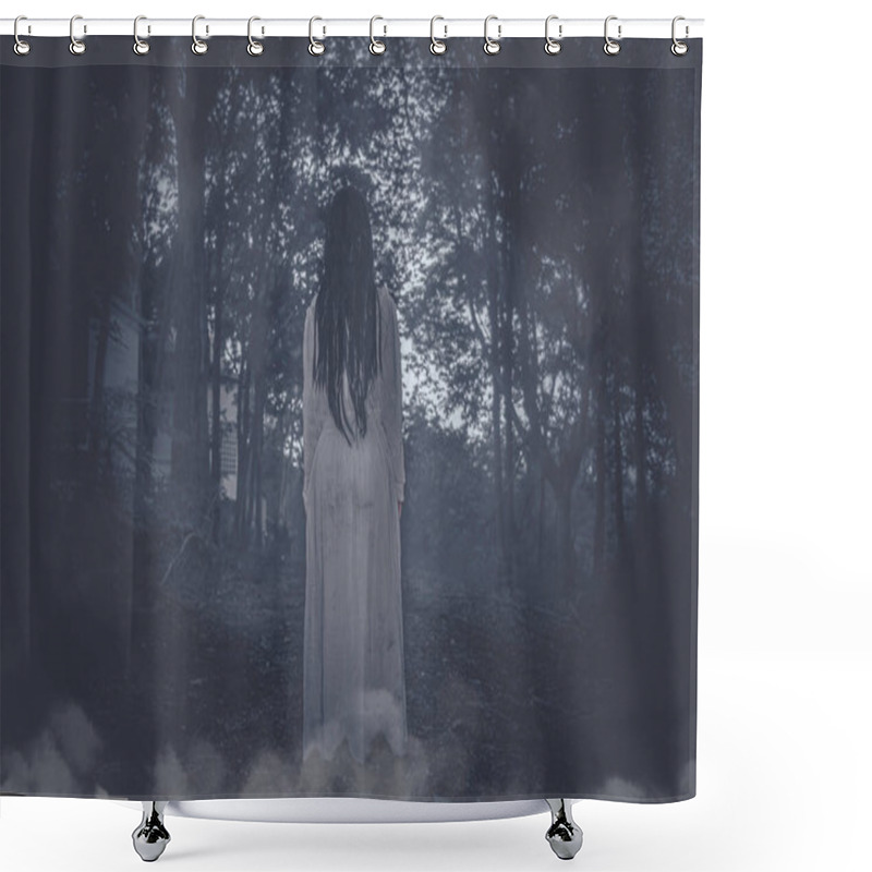 Personality  Portrait Of Asian Woman Make Up Ghost Face, Zombie, Halloween Concept Shower Curtains