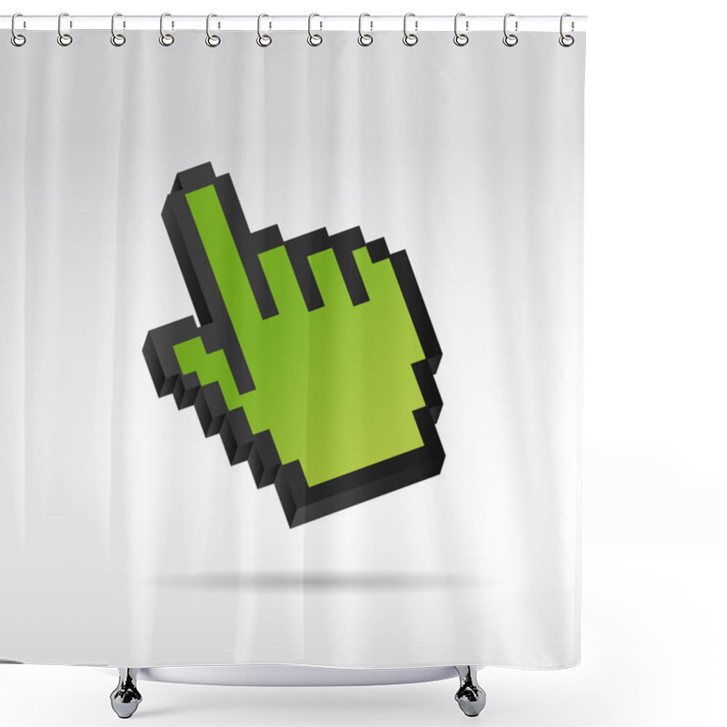 Personality  Green Pixel 3D Vector Mouse Cursor Hand Shower Curtains