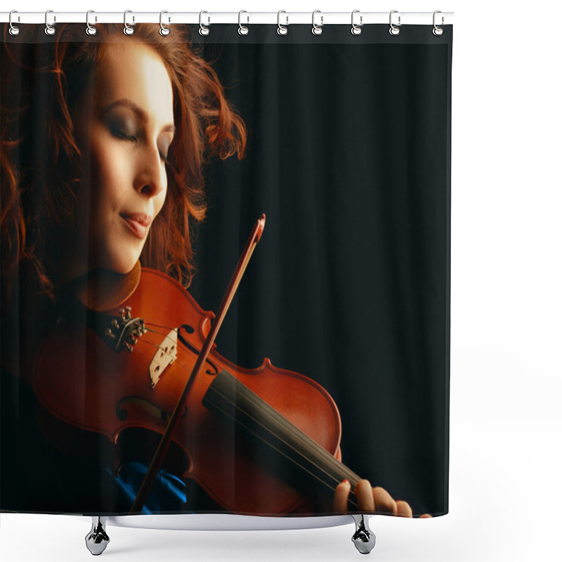 Personality  Violin Playing Violinist Musician. Woman Classical Musical Instrument Player On Black Shower Curtains