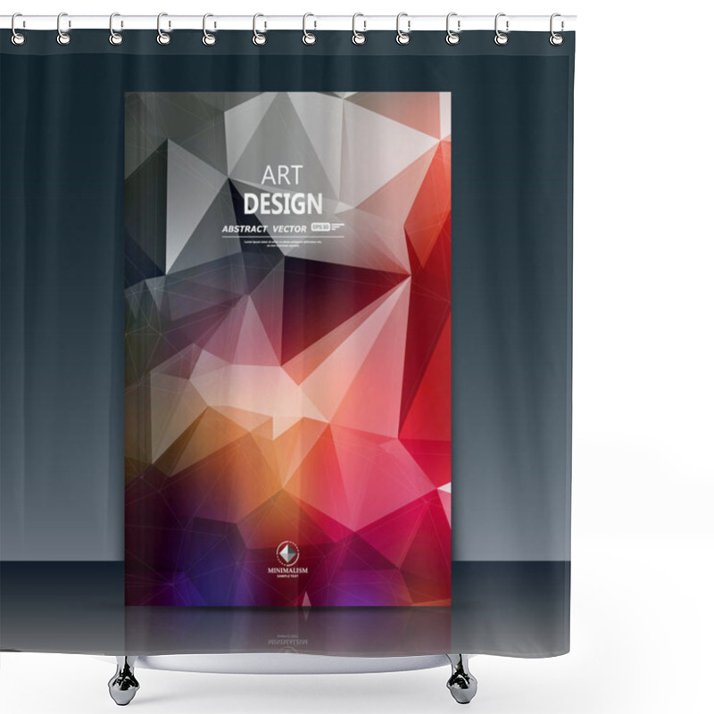 Personality  Abstract Composition. Red Polygonal Texture. Triangle Part Construction. Brochure Title Sheet. Creative Figure Icon. Rubine Diamond Facet. Crystal Glass Surface. Transparent Banner Form. Flyer Font Shower Curtains