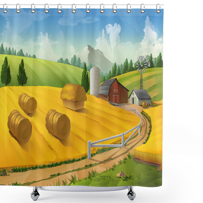 Personality  Farm Rural Landscape Shower Curtains