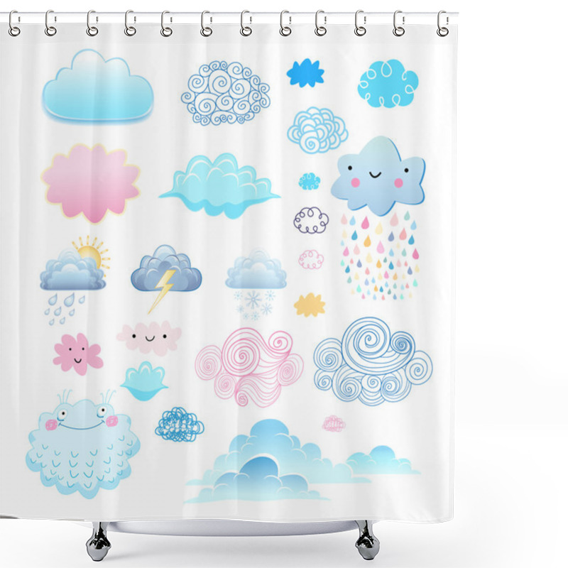 Personality  Set Of Different Clouds Shower Curtains