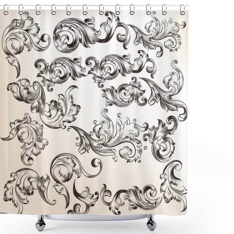 Personality  Collection Of Vector Swirls Shower Curtains