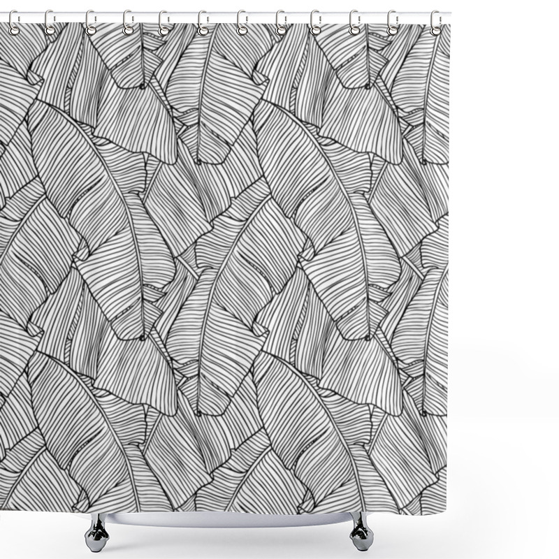 Personality  Seamless Pattern With Leaves Of Palm Tree. Shower Curtains