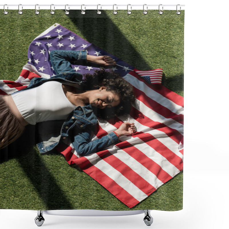 Personality  Woman Resting On Grass  Shower Curtains