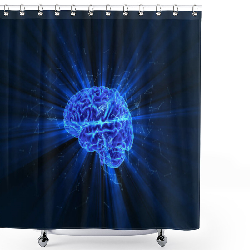 Personality  The Three-dimensional Rendering Of Shining Human Brain. Plexus Structure Evolving Around.  Shower Curtains