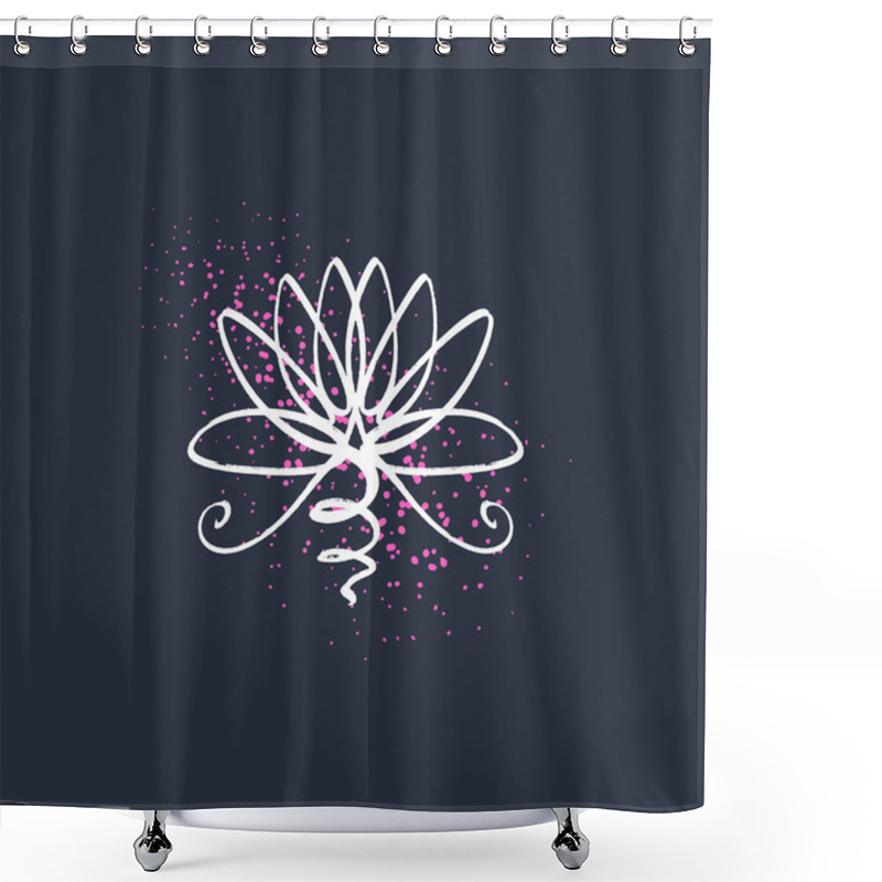 Personality  Lotus Flower Line Art, Harmony And Universe Symbol, Sacred Geometry. Ayurveda And Balance Theme. Antistress Picture. Isolated Editable Illustration. Icon For Web And Apps Shower Curtains