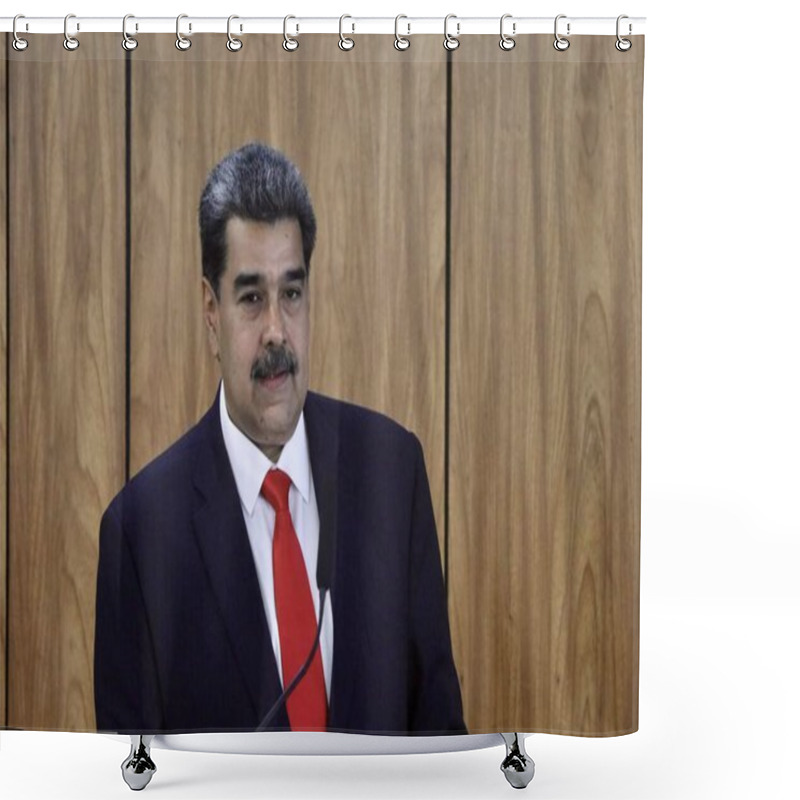 Personality  Press Conference With Maduro, President Of Venezuela. May 29, 2023, Brasilia, Federal District, Brazil: The President Of Venezuela, Nicolas Maduro, During A Press Conference Alongside The President Of Brazil, Luiz Inacio Lula Da Silva Shower Curtains