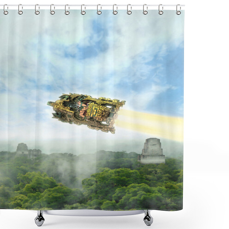 Personality  Emperor Pacal And Spaceship Shower Curtains