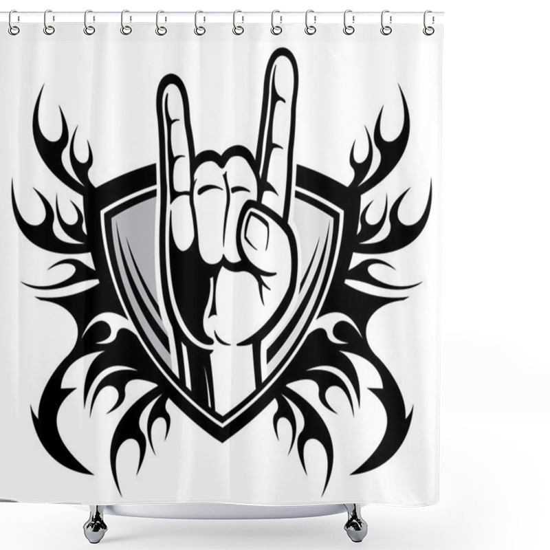 Personality  Rock And Roll Hand Sign Shower Curtains