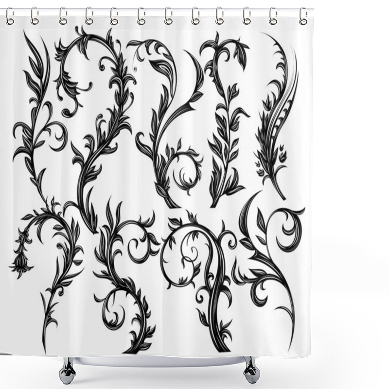 Personality  Floral Design Elements Shower Curtains