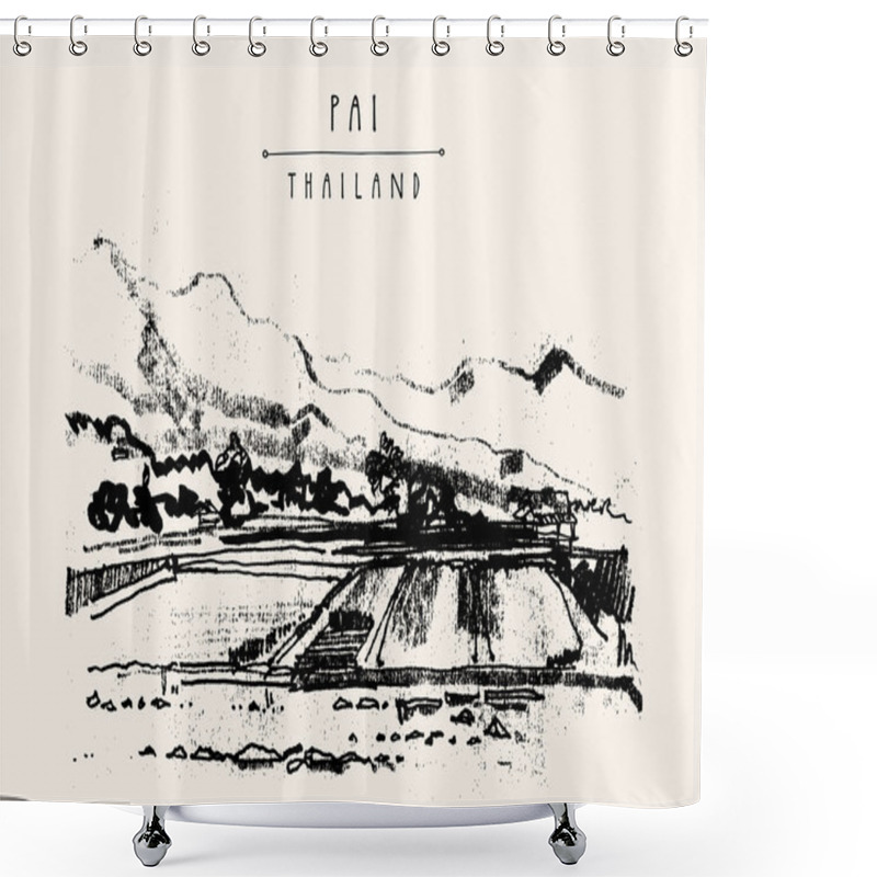 Personality  Rice Field Postcard Template Shower Curtains