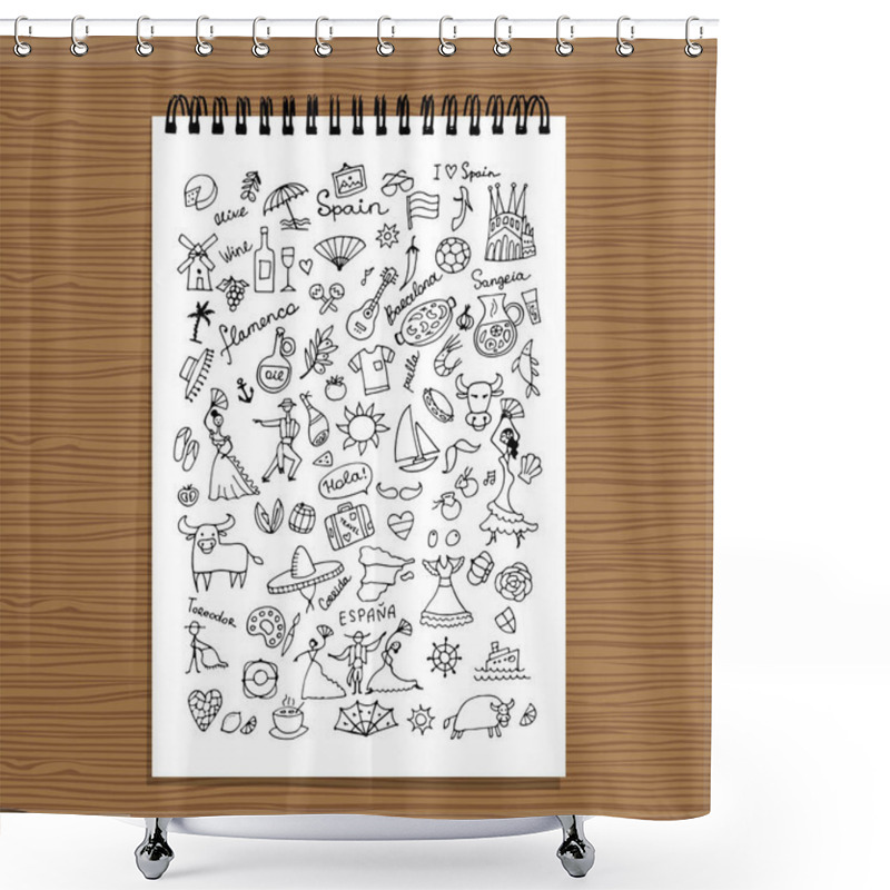 Personality  Spain, Icons Collection. Sketch For Your Design Shower Curtains