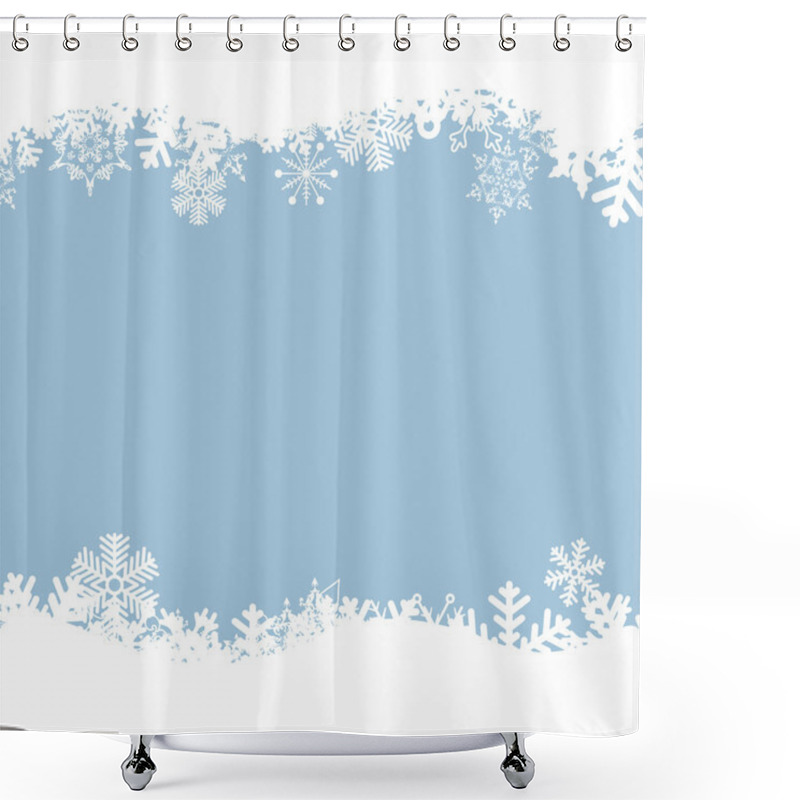 Personality  Vector Blue Background With Snowflakes. Shower Curtains