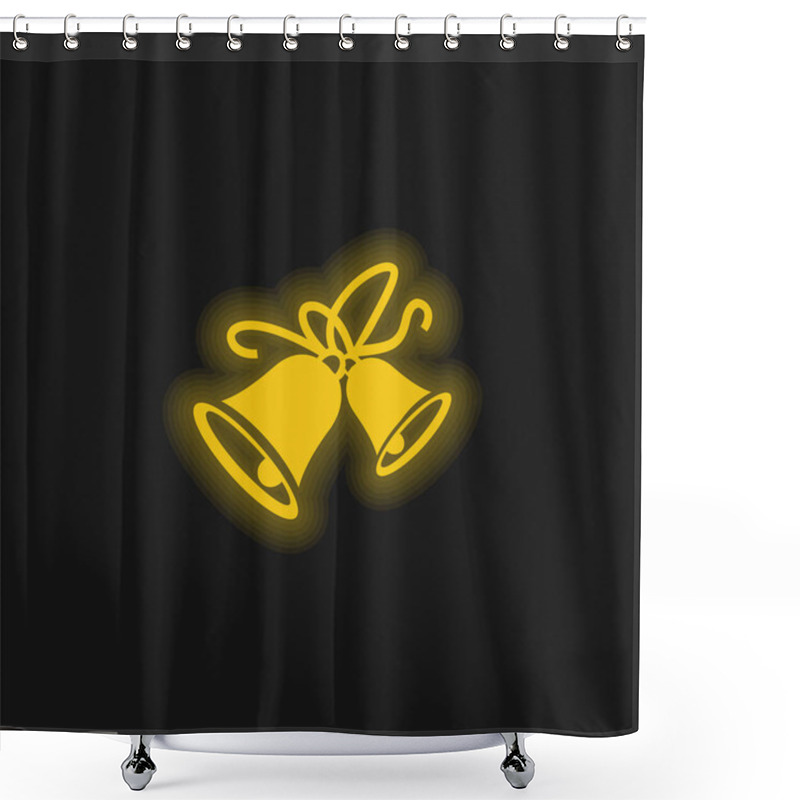 Personality  Bells Yellow Glowing Neon Icon Shower Curtains