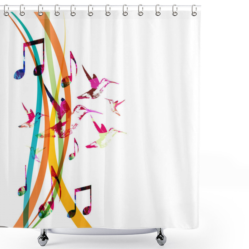 Personality  Music Notes With Hummingbirds  Shower Curtains