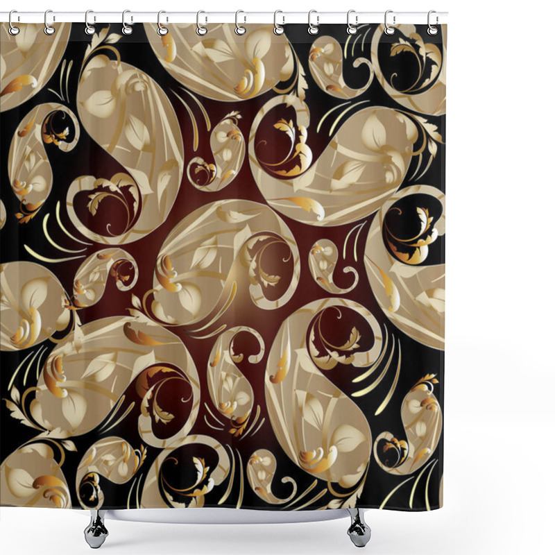 Personality  Paisley Seamless Floral Pattern. Vector Abstract Ornate  Shower Curtains