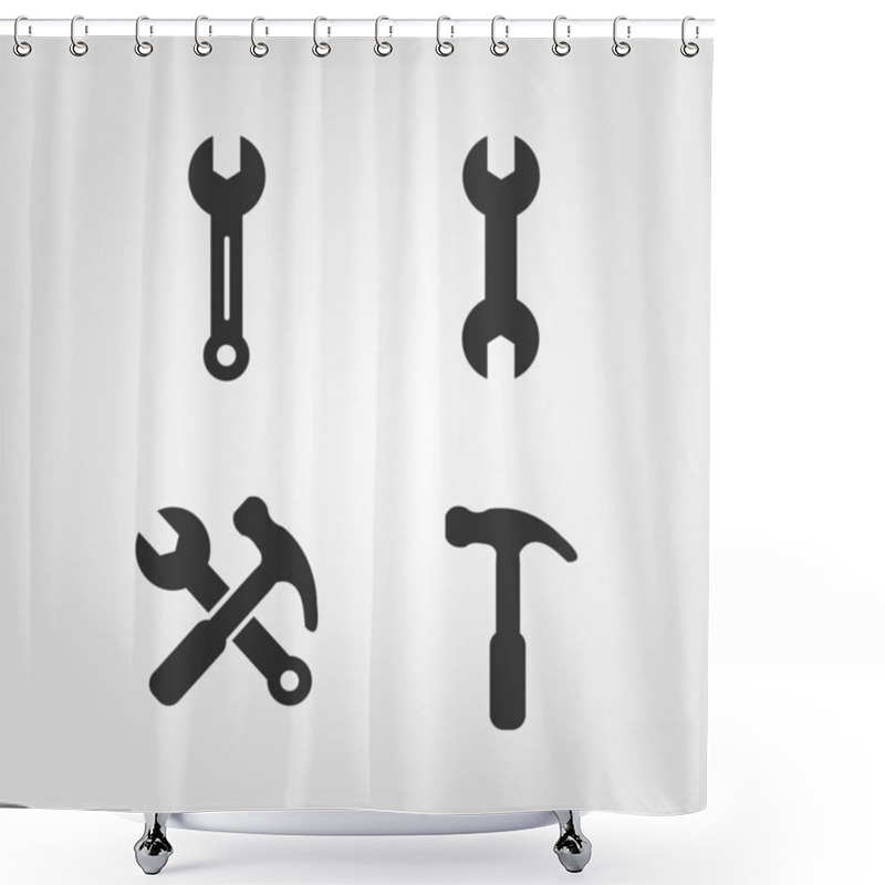 Personality  Wrench Icons Set, Flat Design Shower Curtains