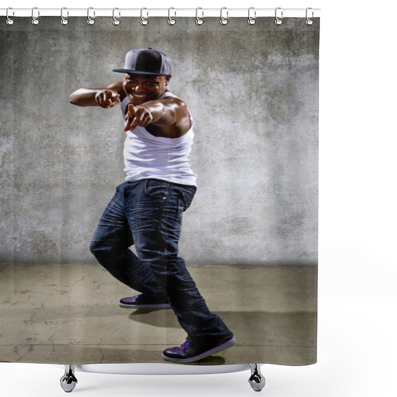 Personality  Man Posing Hip Hop Dance Shower Curtains