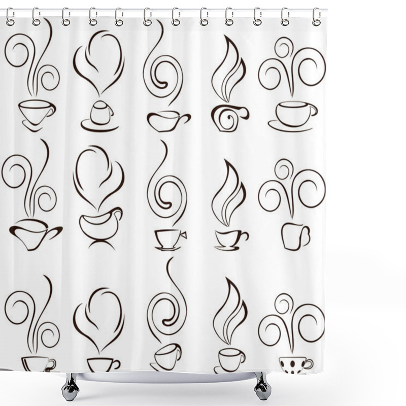 Personality  Coofee Cup Icons Shower Curtains