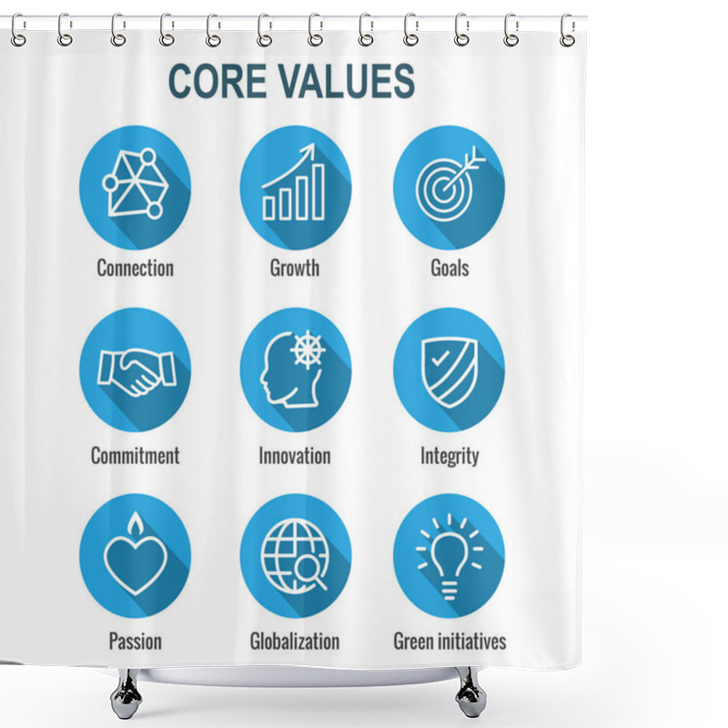 Personality  Core Values Outline Or Line Icon Conveying Integrity & Purpose Shower Curtains