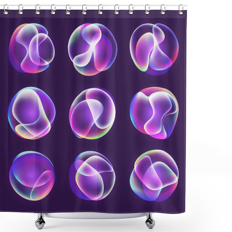 Personality  Background Element Design Concept Holographic Fluid Bright Gradient.Set Object For Use In Composition Layout. Vector Illustrations. Shower Curtains