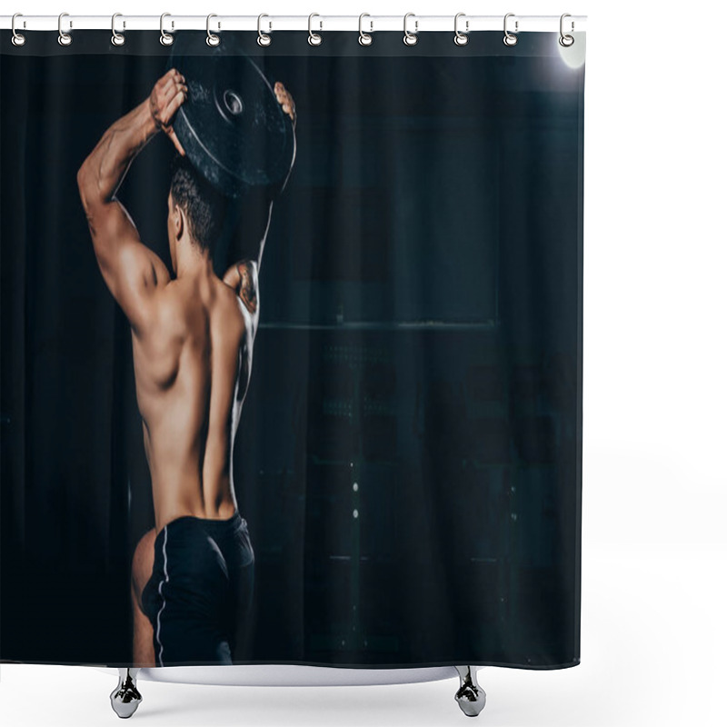 Personality  Sportsman Holding Barbell Weight Shower Curtains