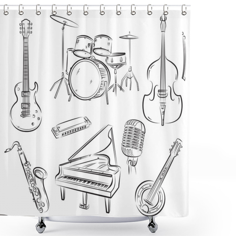 Personality  Jazz Band Set Shower Curtains