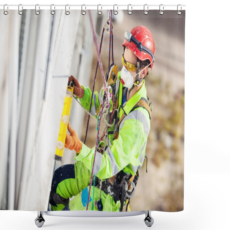 Personality  Industrial Climber On A Building Shower Curtains