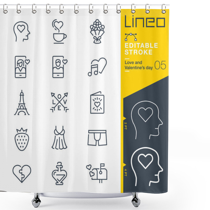 Personality  Lineo Editable Stroke - Love And Valentines Day Line Icons Shower Curtains