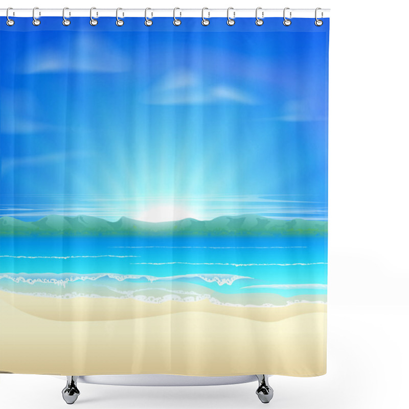 Personality  Summer Sand Beach Background Shower Curtains