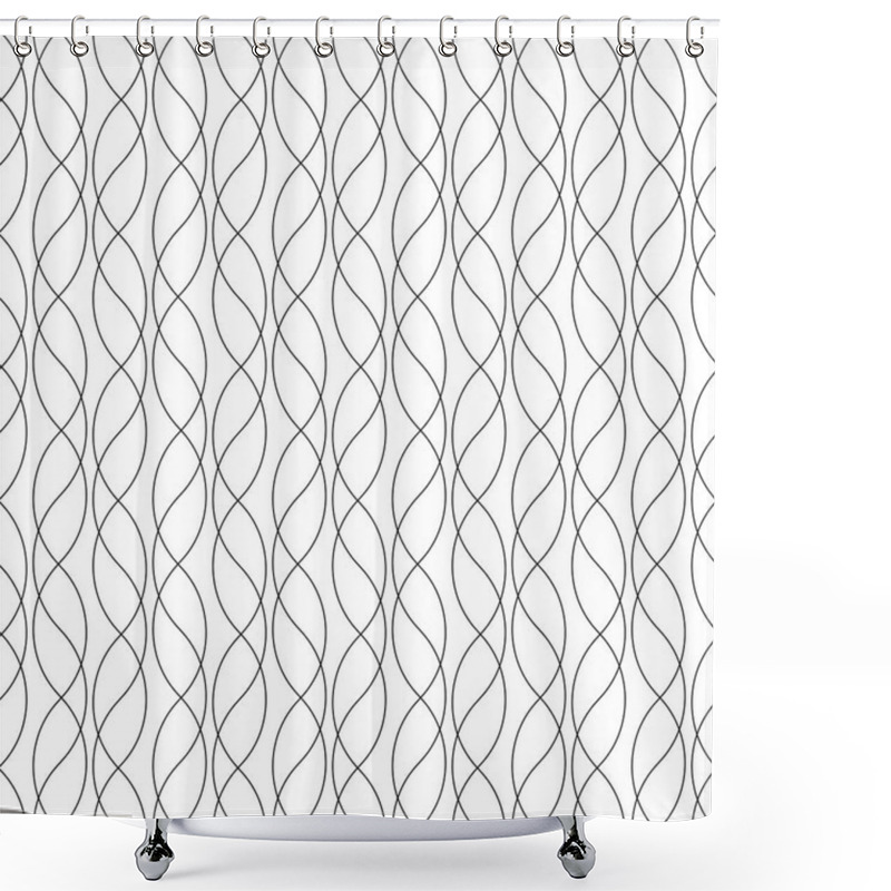 Personality  Seamless Wave And Stripe Pattern. Black And White Regular Vertic Shower Curtains