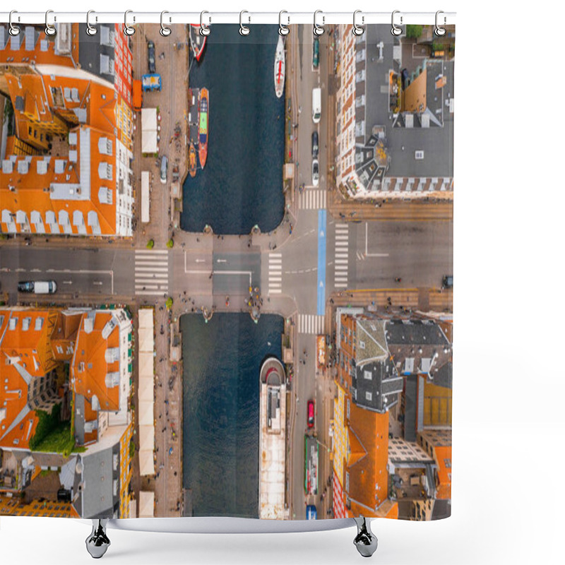 Personality  Aerial View Of The Nyhavn (New Haven) District At The Sunny Summer Day In Copenhagen, Denmark  Shower Curtains