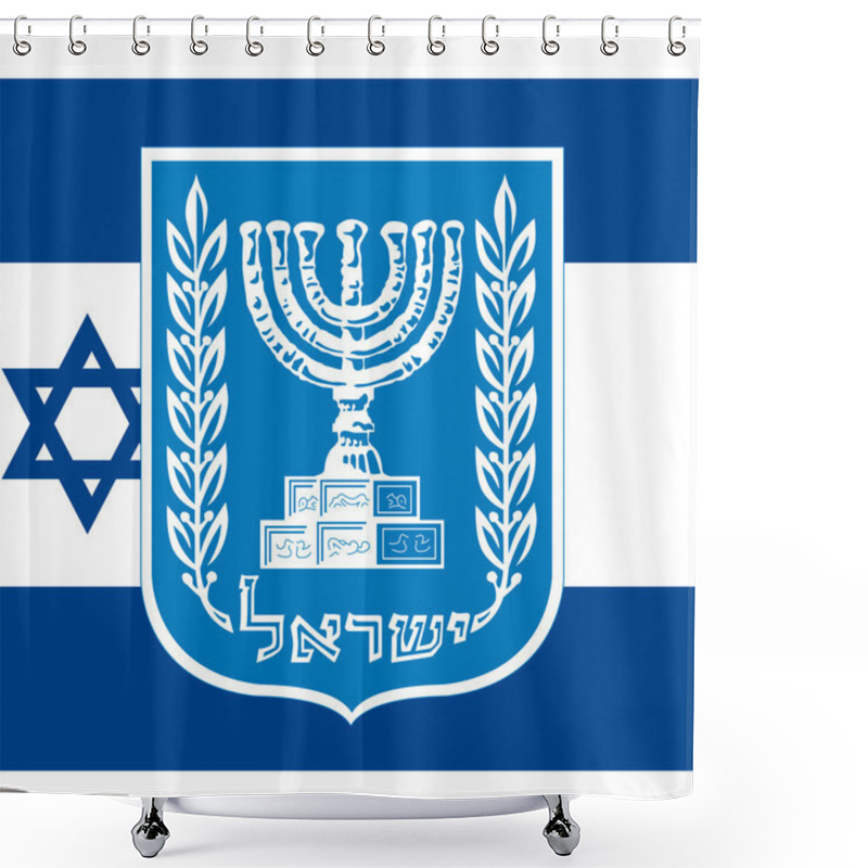 Personality  Israel Coat Of Arm And Flag Shower Curtains