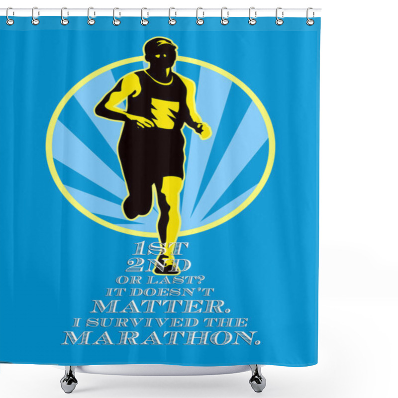 Personality  Marathon Runner First Retro Poster Shower Curtains