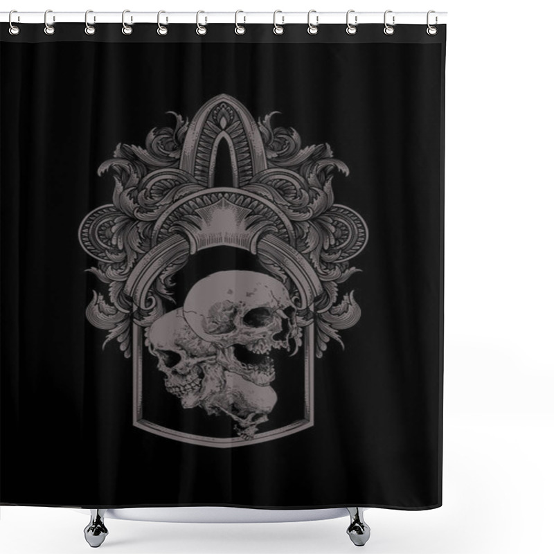 Personality  Dark Art Art Work Skull Demon Head Human Illustration Black Art Ornament Shower Curtains