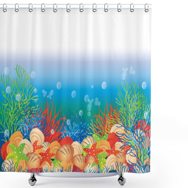 Personality  Underwater Banner, Vector Illustration Shower Curtains