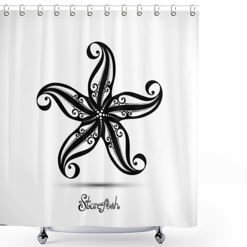 Personality  Monochrome Abstract Starfish Shower Curtains