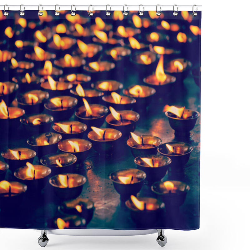 Personality  Burning Candles In Buddhist Temple Shower Curtains