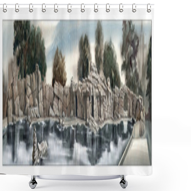 Personality  Stone Embankment Shower Curtains