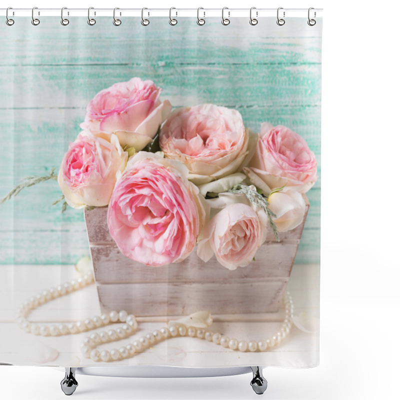 Personality  Sweet Pink Roses In Box Shower Curtains