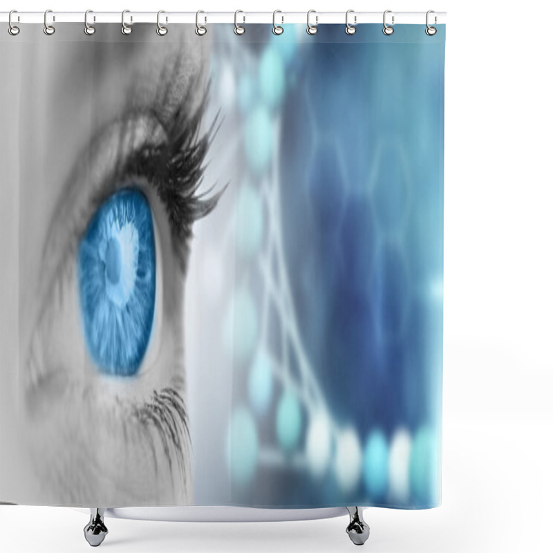 Personality  Blue Eye On Grey Face Shower Curtains