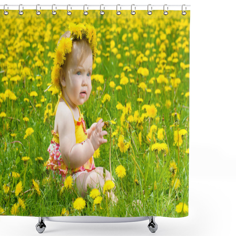 Personality  Happy Little Girl On The Meadow Shower Curtains